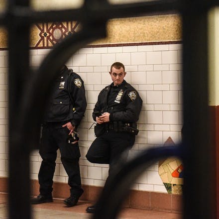 nypd police badge with black band